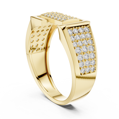 925 Silver Moissanite Geometric Slotted Cluster Statement Band 14k Gold Plated