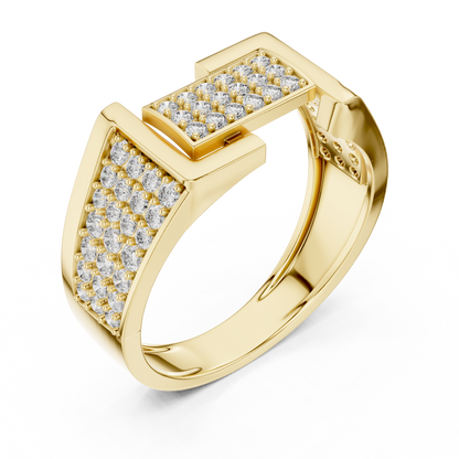 925 Silver Moissanite Geometric Slotted Cluster Statement Band 14k Gold Plated