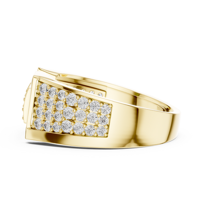 925 Silver Moissanite Geometric Slotted Cluster Statement Band 14k Gold Plated