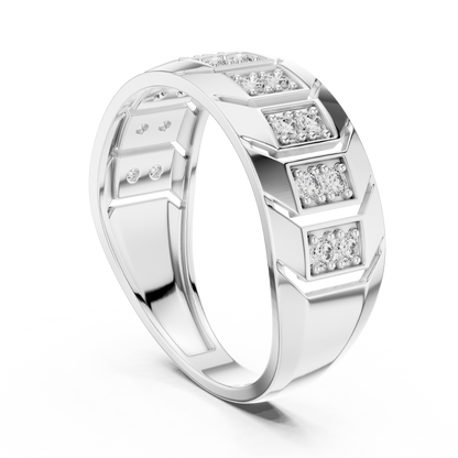 925 Silver Moissanite Classic Wide-Profile Bar Cluster Band 14k Gold Plated