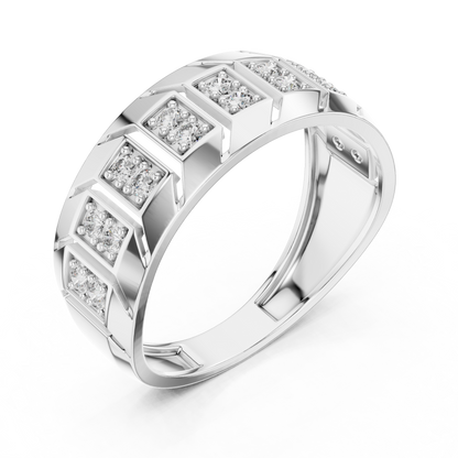 925 Silver Moissanite Classic Wide-Profile Bar Cluster Band 14k Gold Plated