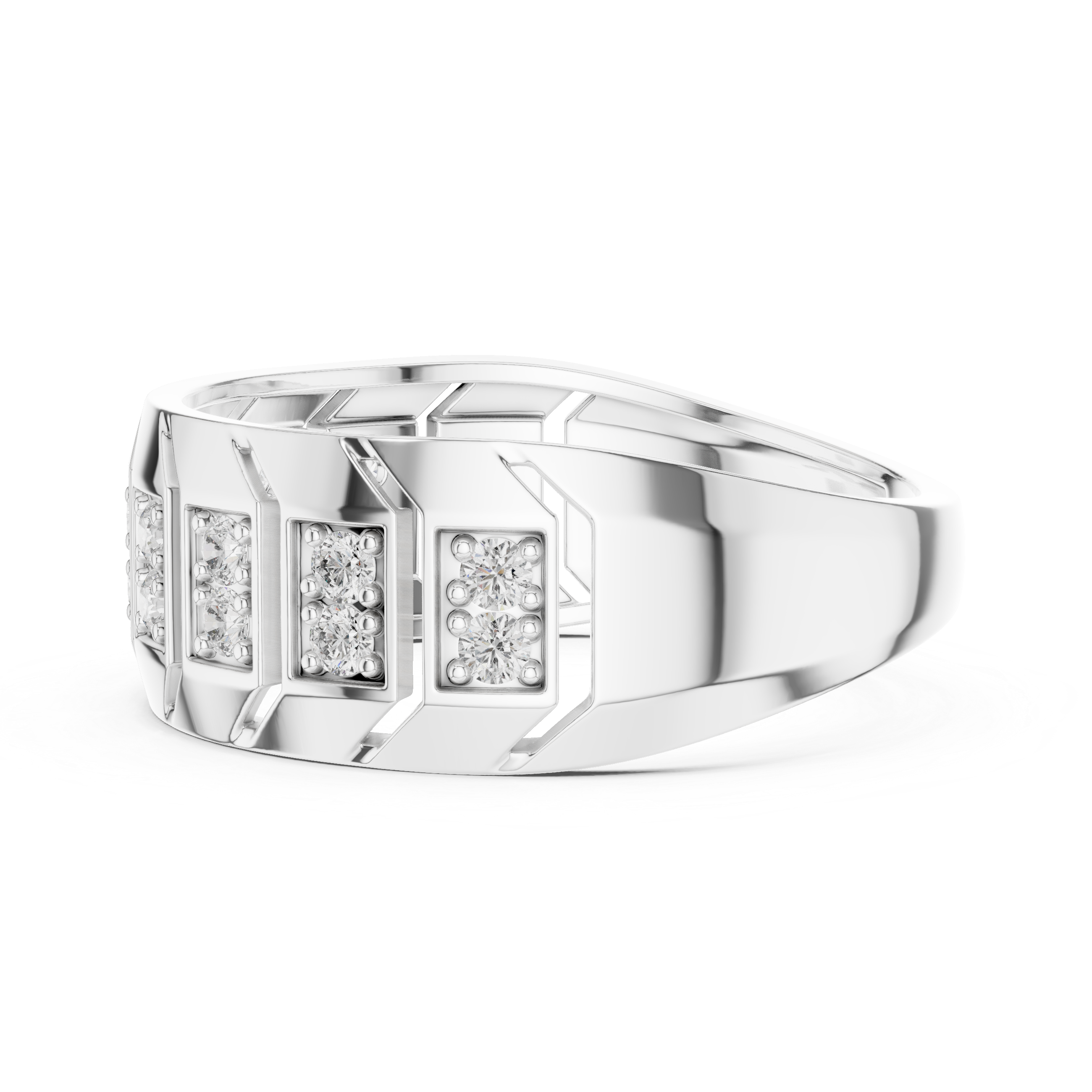 925 Silver Moissanite Classic Wide-Profile Bar Cluster Band 14k Gold Plated