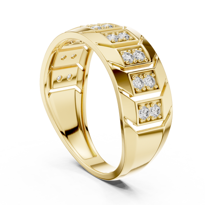 925 Silver Moissanite Classic Wide-Profile Bar Cluster Band 14k Gold Plated