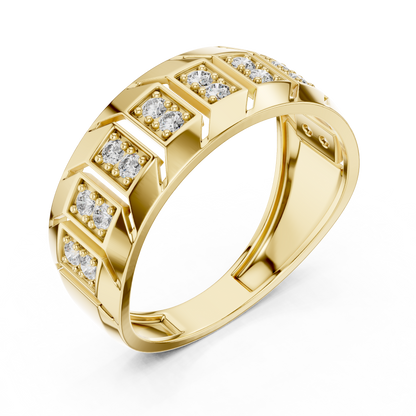 925 Silver Moissanite Classic Wide-Profile Bar Cluster Band 14k Gold Plated