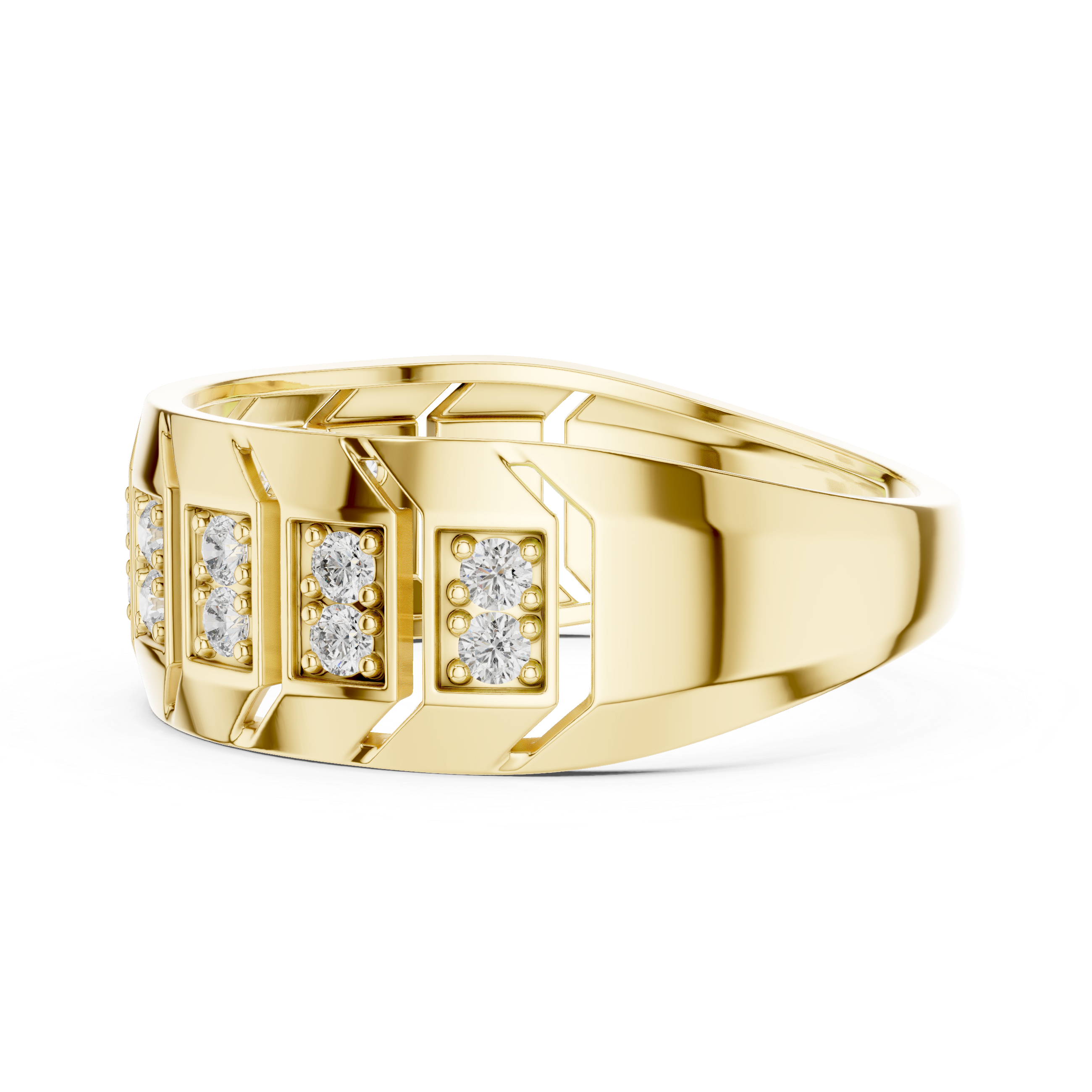 925 Silver Moissanite Classic Wide-Profile Bar Cluster Band 14k Gold Plated