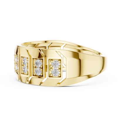 925 Silver Moissanite Classic Wide-Profile Bar Cluster Band 14k Gold Plated