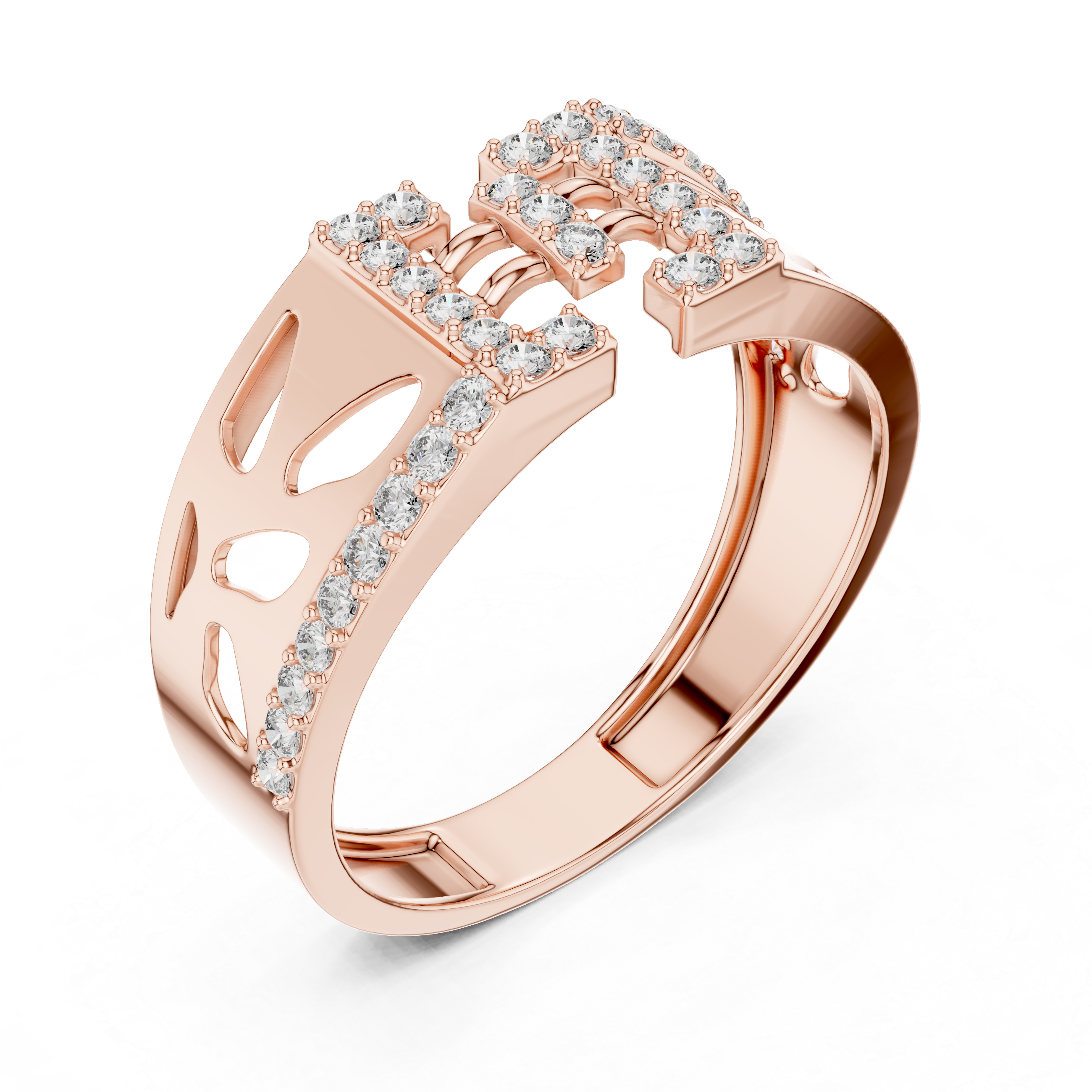 925 Silver Moissanite Geometric Vertical Bar Openwork Ring 14k Gold Plated
