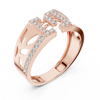 925 Silver Moissanite Geometric Vertical Bar Openwork Ring 14k Gold Plated