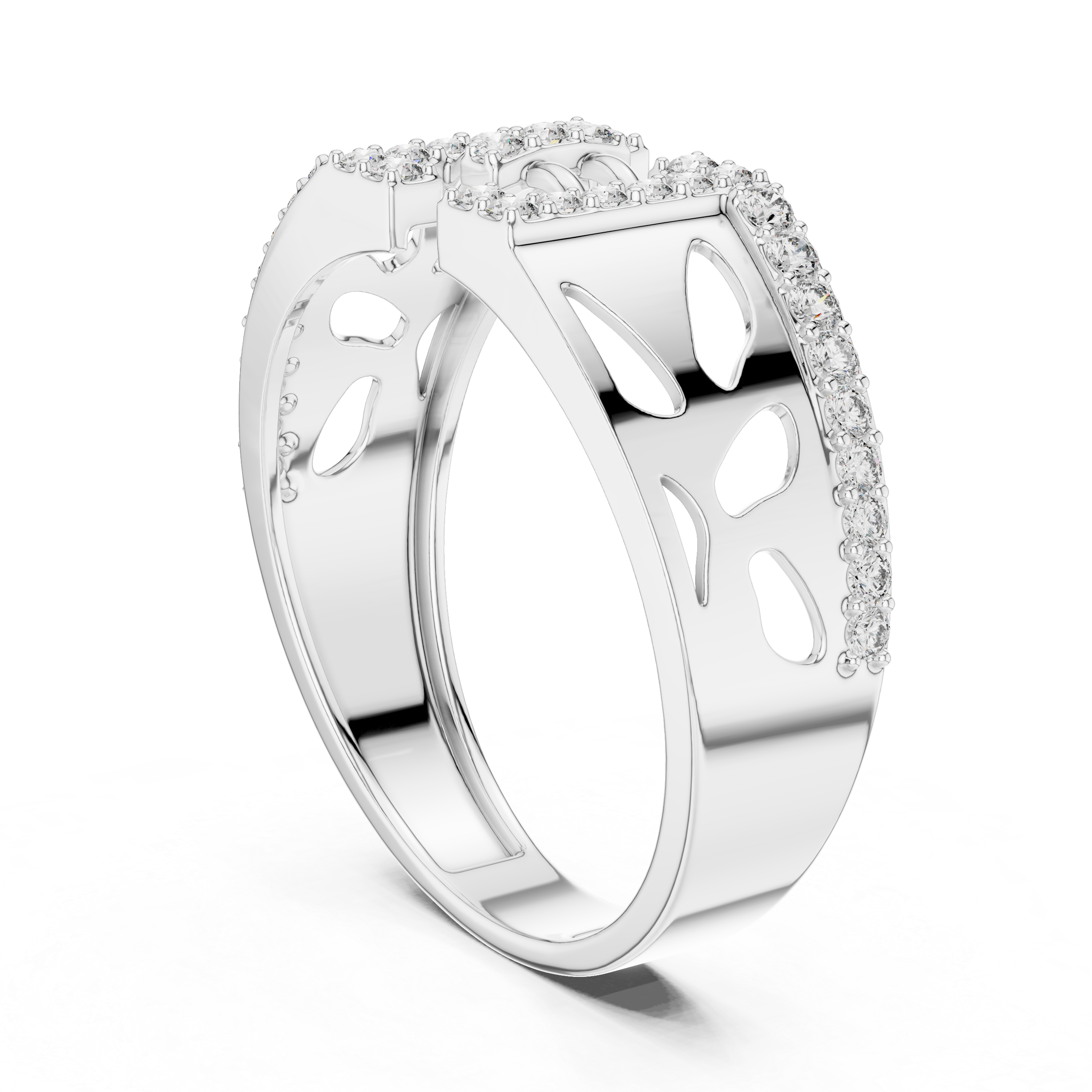 925 Silver Moissanite Geometric Vertical Bar Openwork Ring 14k Gold Plated