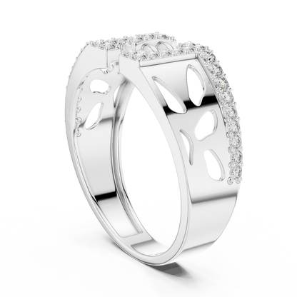 925 Silver Moissanite Geometric Vertical Bar Openwork Ring 14k Gold Plated