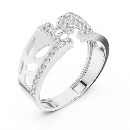 925 Silver Moissanite Geometric Vertical Bar Openwork Ring 14k Gold Plated