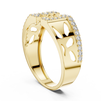 925 Silver Moissanite Geometric Vertical Bar Openwork Ring 14k Gold Plated