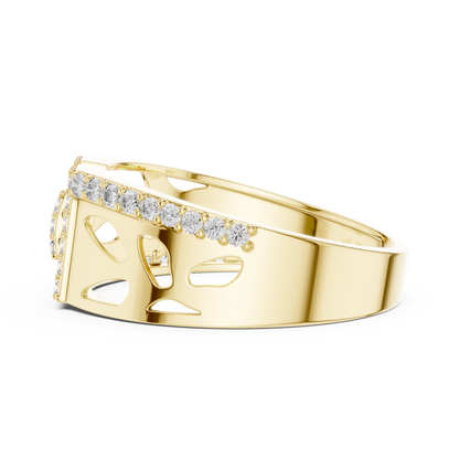 925 Silver Moissanite Geometric Vertical Bar Openwork Ring 14k Gold Plated
