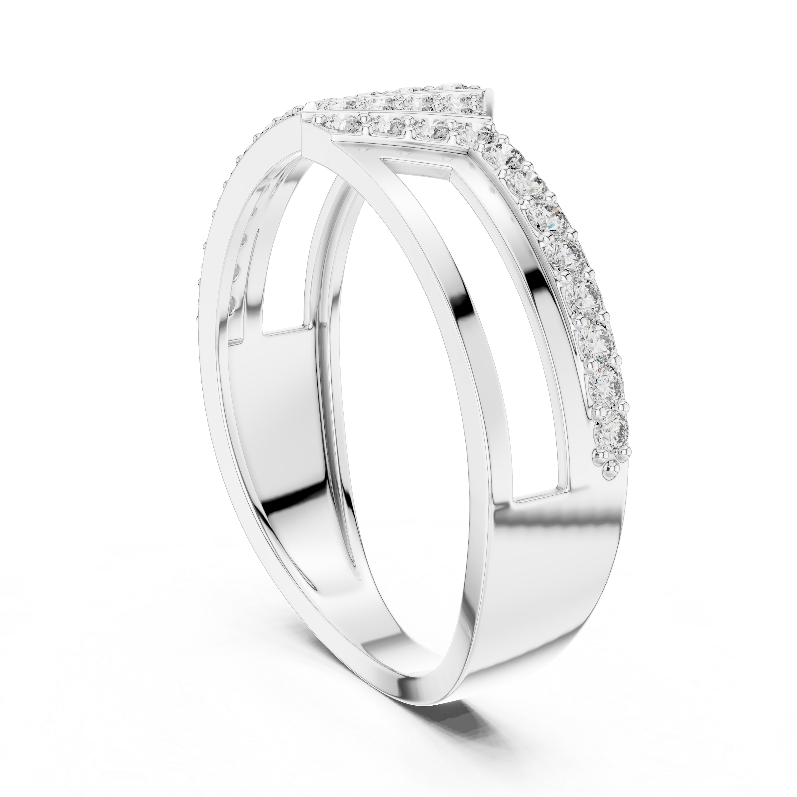 925 Silver Moissanite Rhombus Cluster Split-Shank Openwork Mens Ring 14k Gold Plated