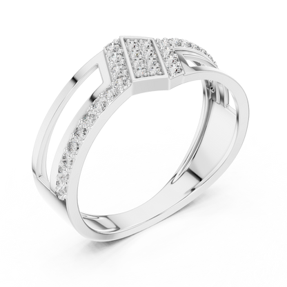 925 Silver Moissanite Rhombus Cluster Split-Shank Openwork Mens Ring 14k Gold Plated