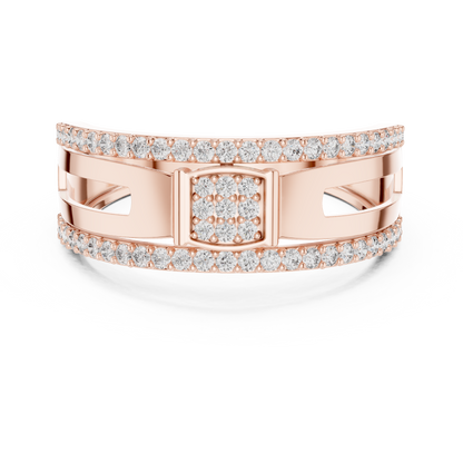 925 Silver Moissanite Square Cluster Double-Row Pavé Band Mens Ring 14k Gold Plated