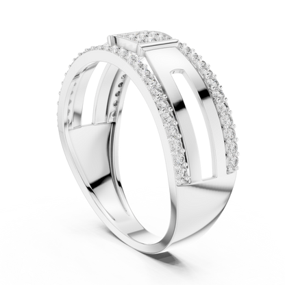 925 Silver Moissanite Square Cluster Double-Row Pavé Band Mens Ring 14k Gold Plated