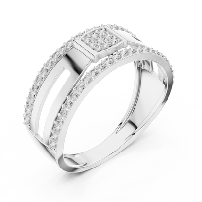 925 Silver Moissanite Square Cluster Double-Row Pavé Band Mens Ring 14k Gold Plated