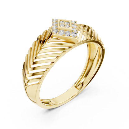 925 Silver Moissanite Kite Cluster Chevron Band Ring 14k Gold Plated