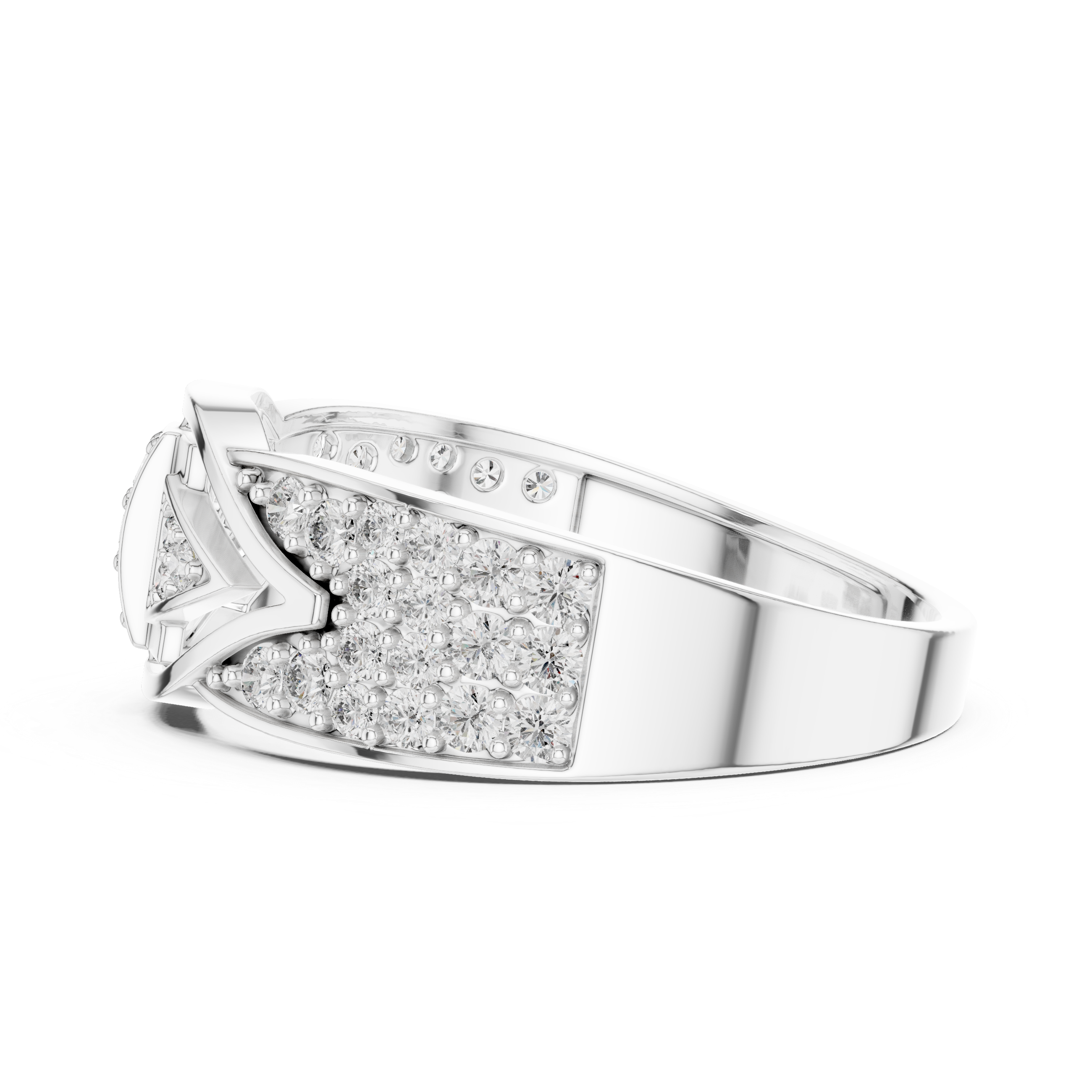 925 Silver Moissanite Men's Geometric Art Deco 14k Gold Plated