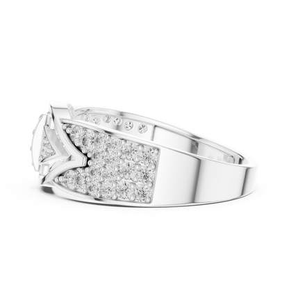 925 Silver Moissanite Men's Geometric Art Deco 14k Gold Plated