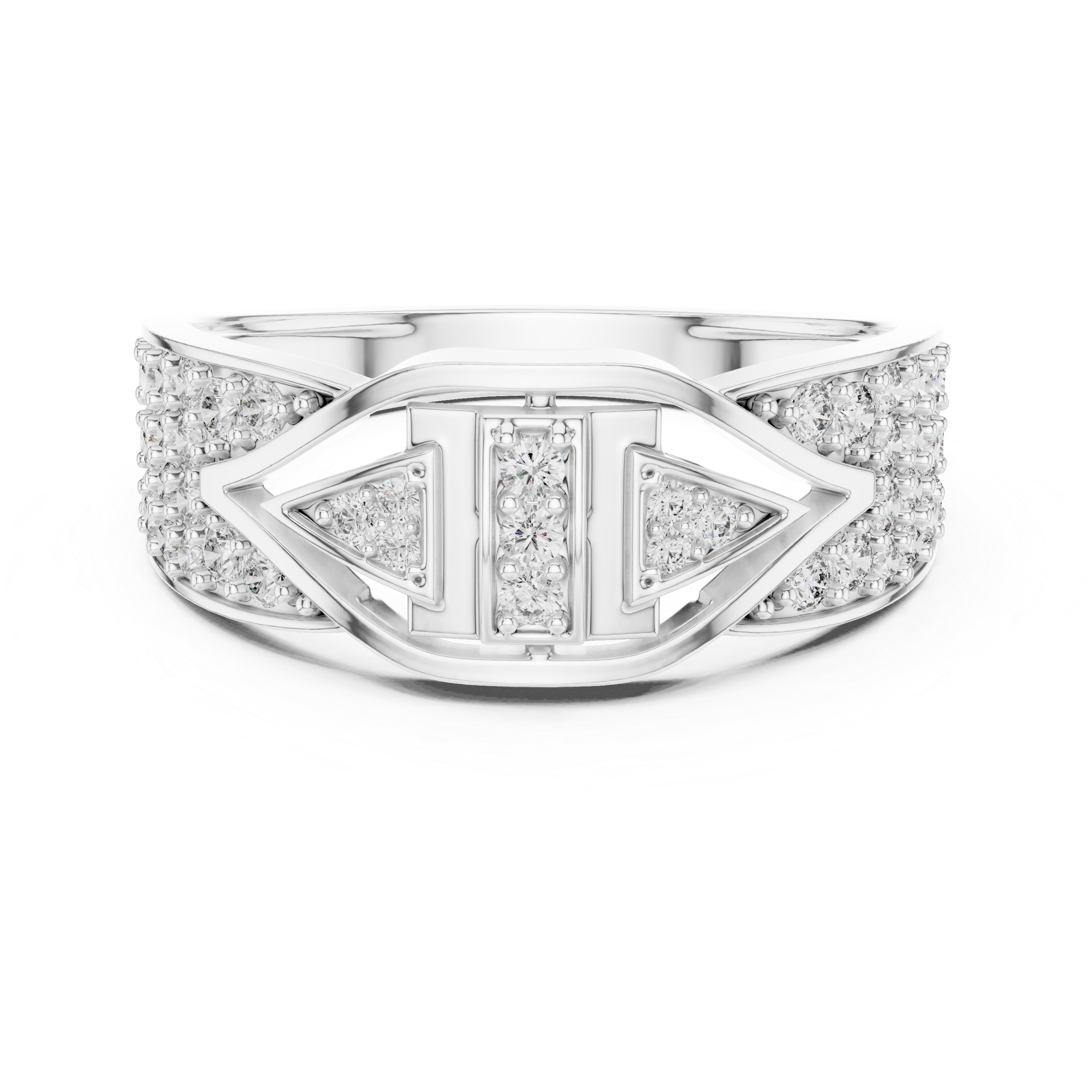 925 Silver Moissanite Men's Geometric Art Deco 14k Gold Plated