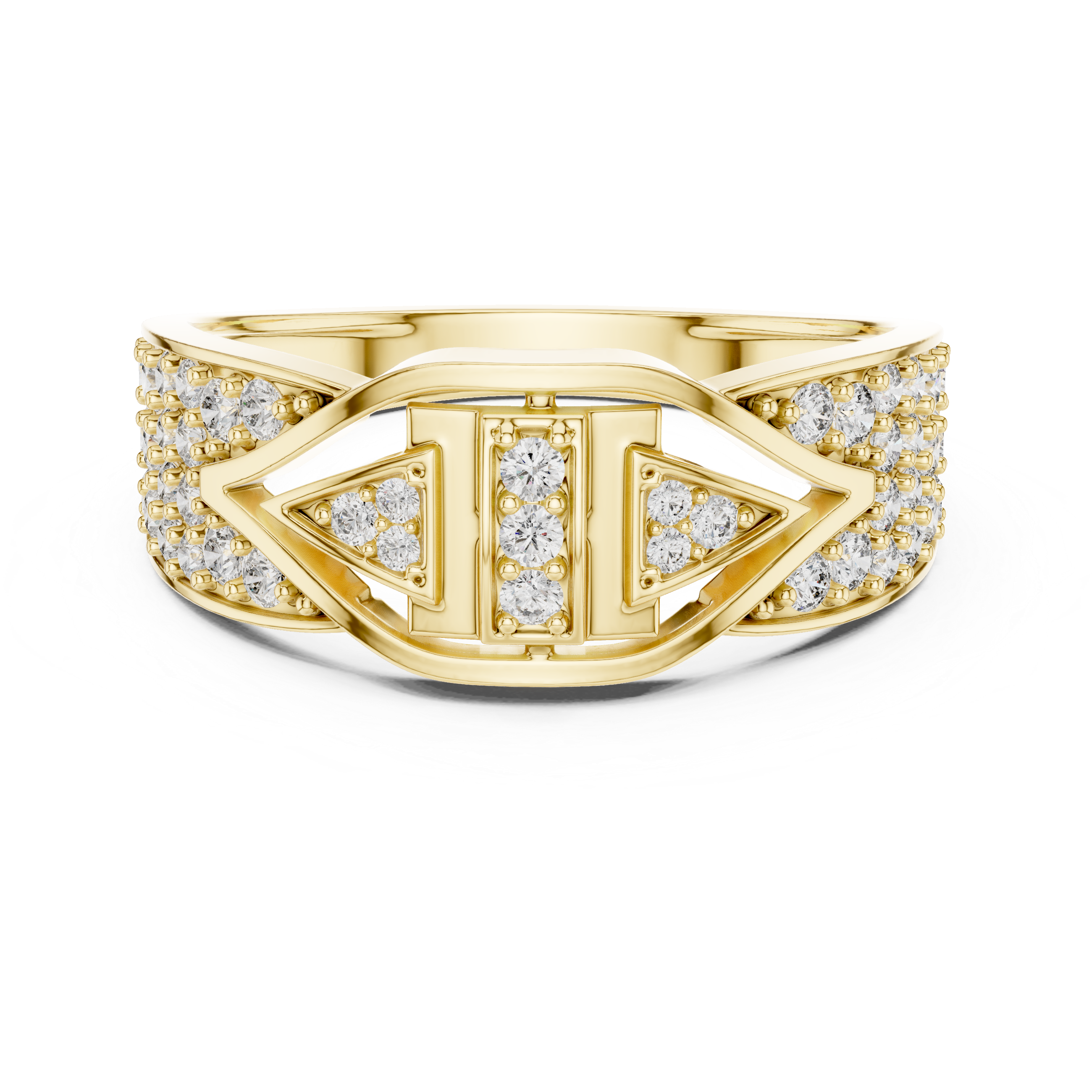 925 Silver Moissanite Men's Geometric Art Deco 14k Gold Plated