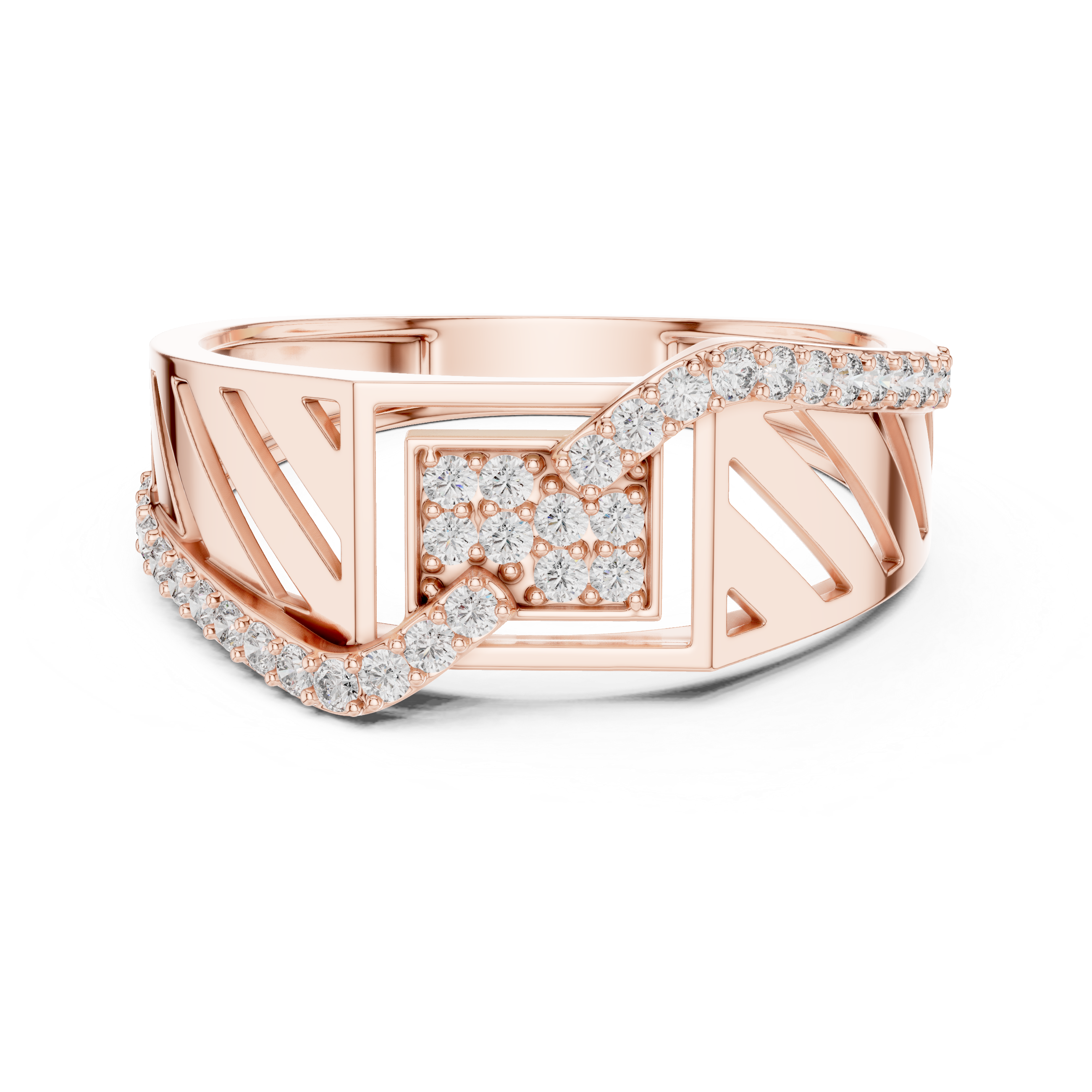 925 Silver Moissanite Heritage Cross-Flow Geometric Band 14k Gold Plated