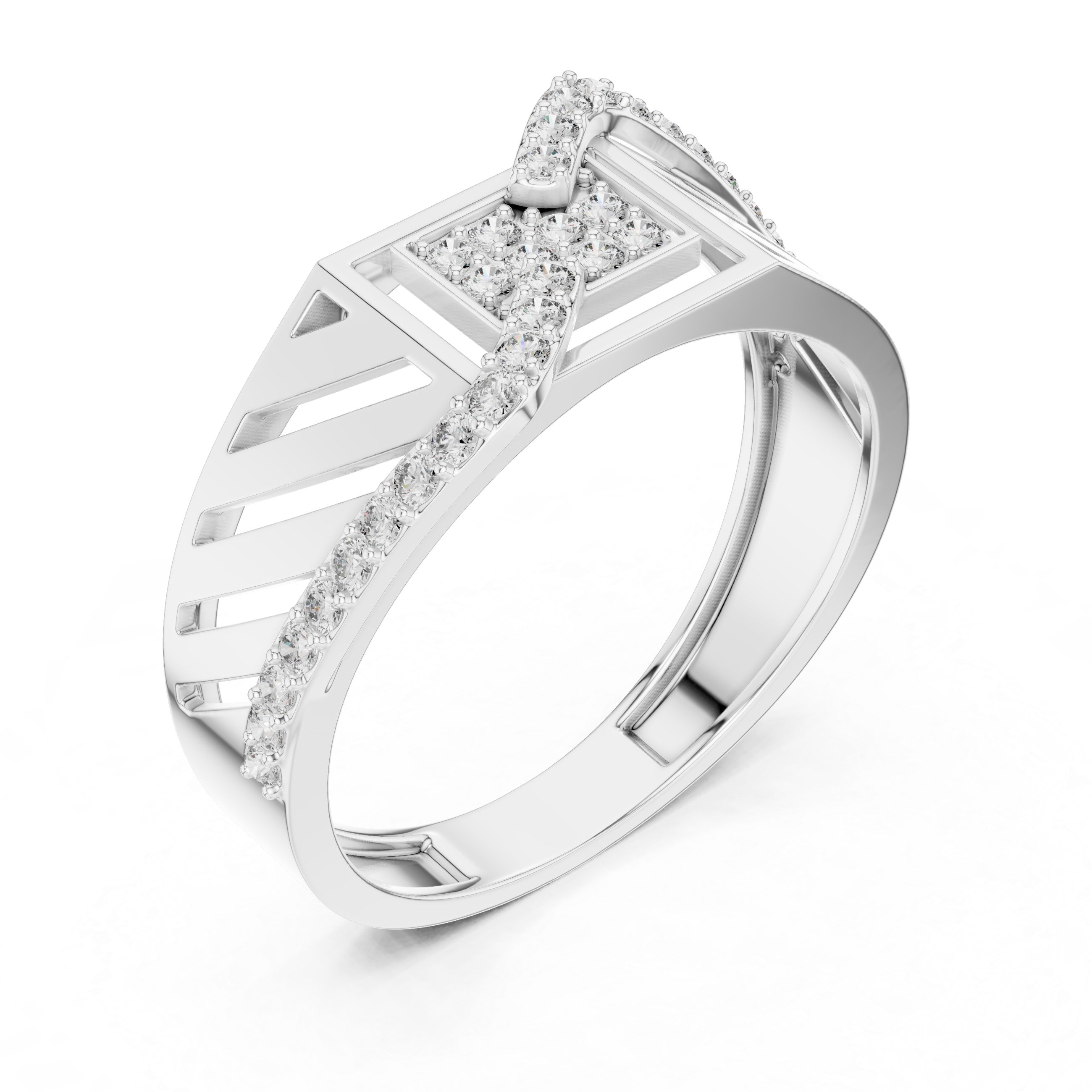 925 Silver Moissanite Heritage Cross-Flow Geometric Band 14k Gold Plated