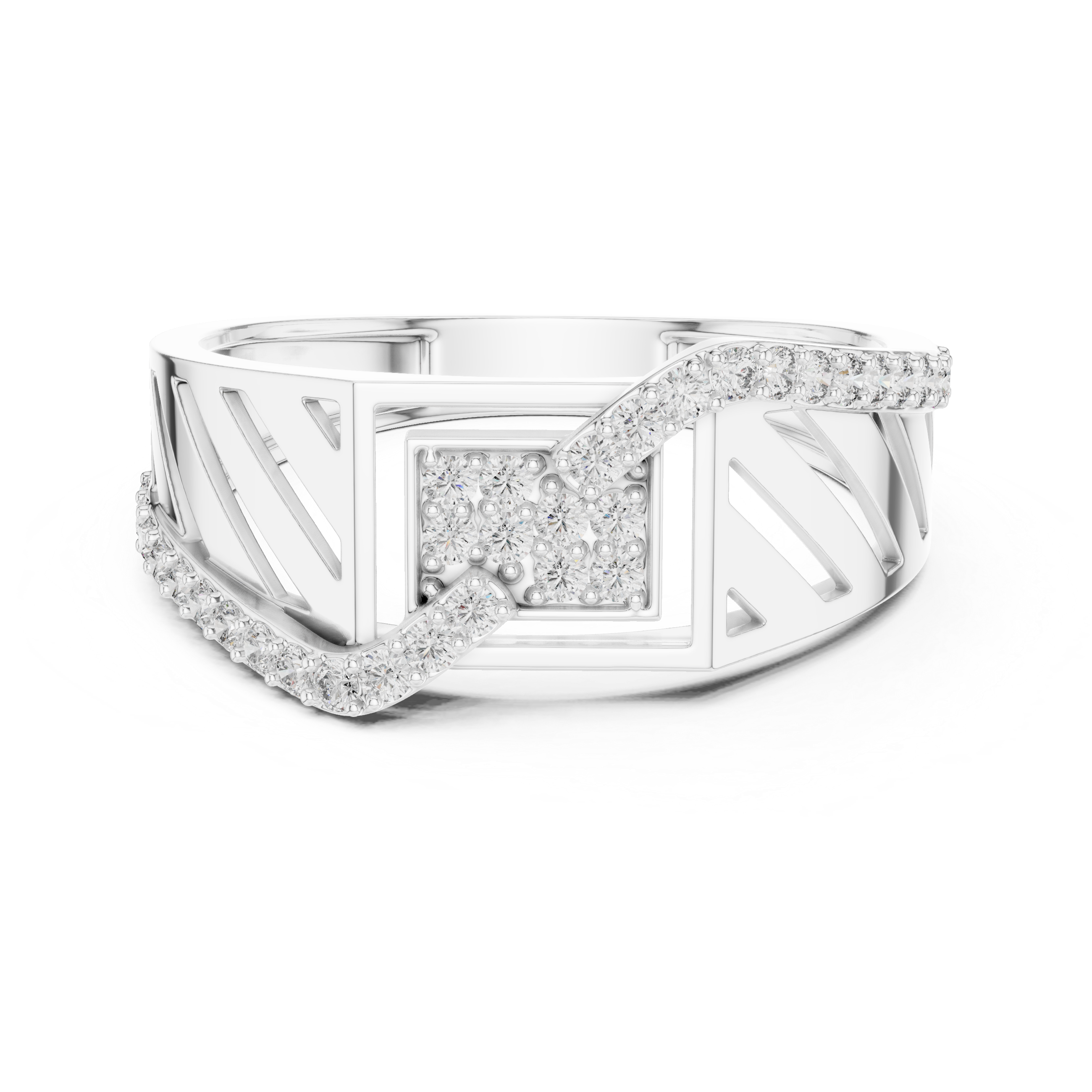 925 Silver Moissanite Heritage Cross-Flow Geometric Band 14k Gold Plated