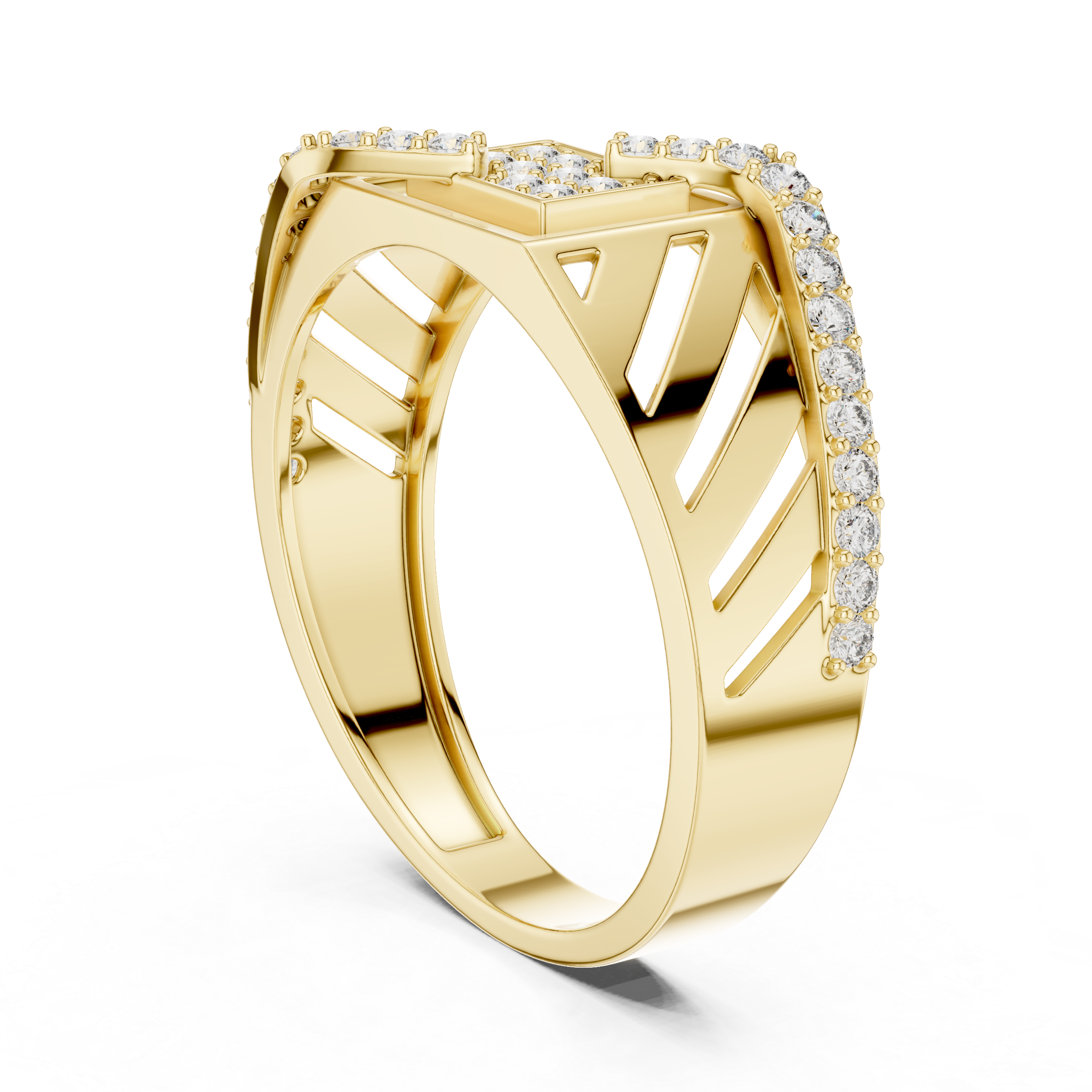 925 Silver Moissanite Heritage Cross-Flow Geometric Band 14k Gold Plated