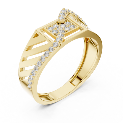 925 Silver Moissanite Heritage Cross-Flow Geometric Band 14k Gold Plated