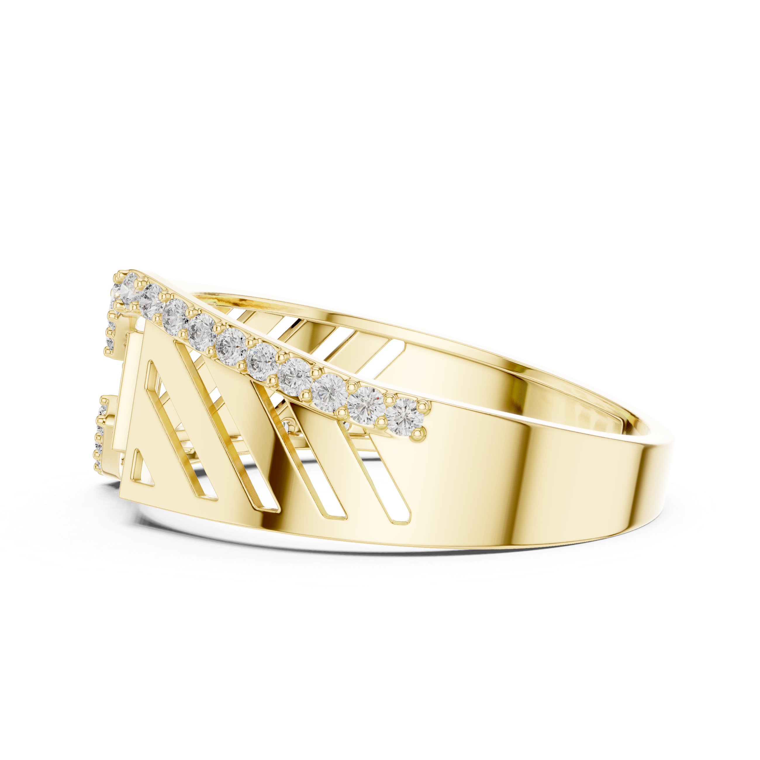 925 Silver Moissanite Heritage Cross-Flow Geometric Band 14k Gold Plated