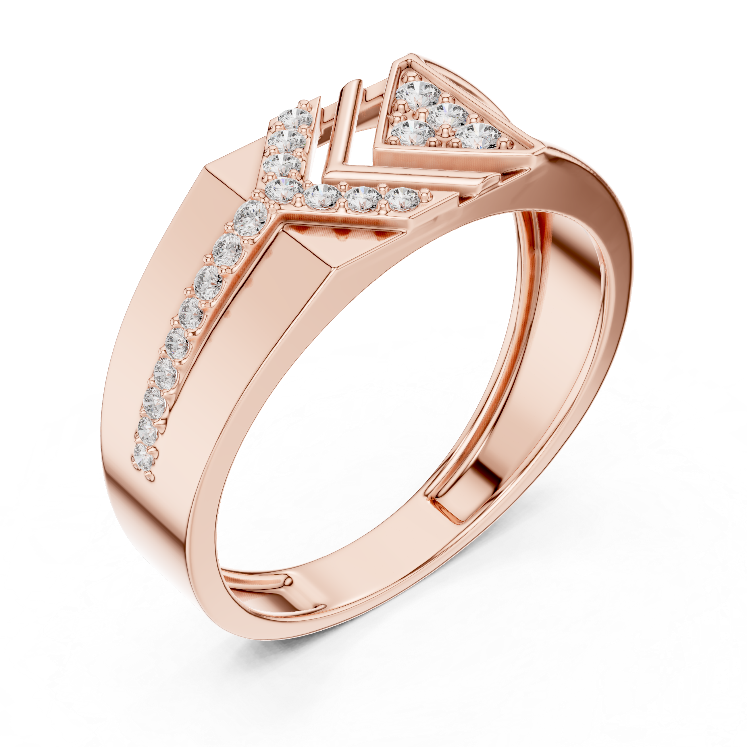 925 Silver Moissanite Arrow Edge Geometric Chevron Band 14k Gold Plated