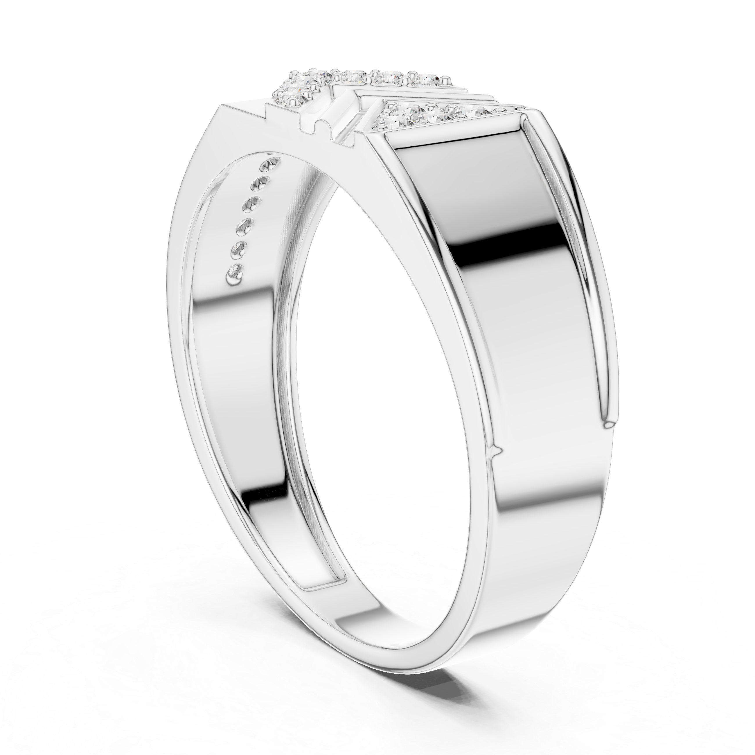 925 Silver Moissanite Arrow Edge Geometric Chevron Band 14k Gold Plated