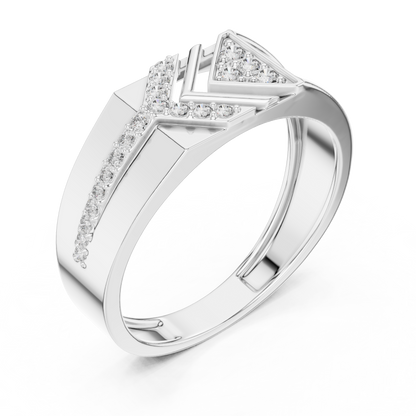 925 Silver Moissanite Arrow Edge Geometric Chevron Band 14k Gold Plated
