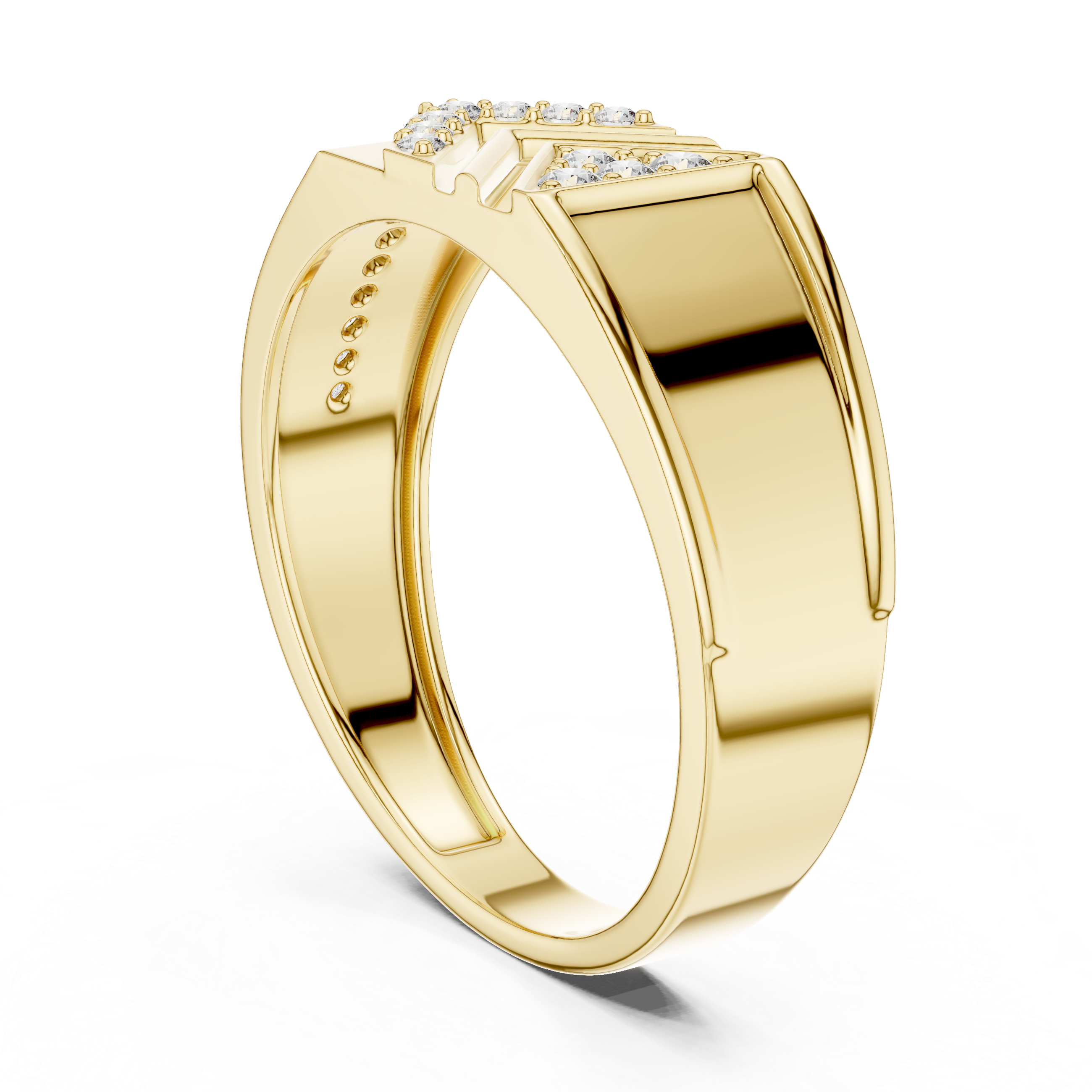925 Silver Moissanite Arrow Edge Geometric Chevron Band 14k Gold Plated