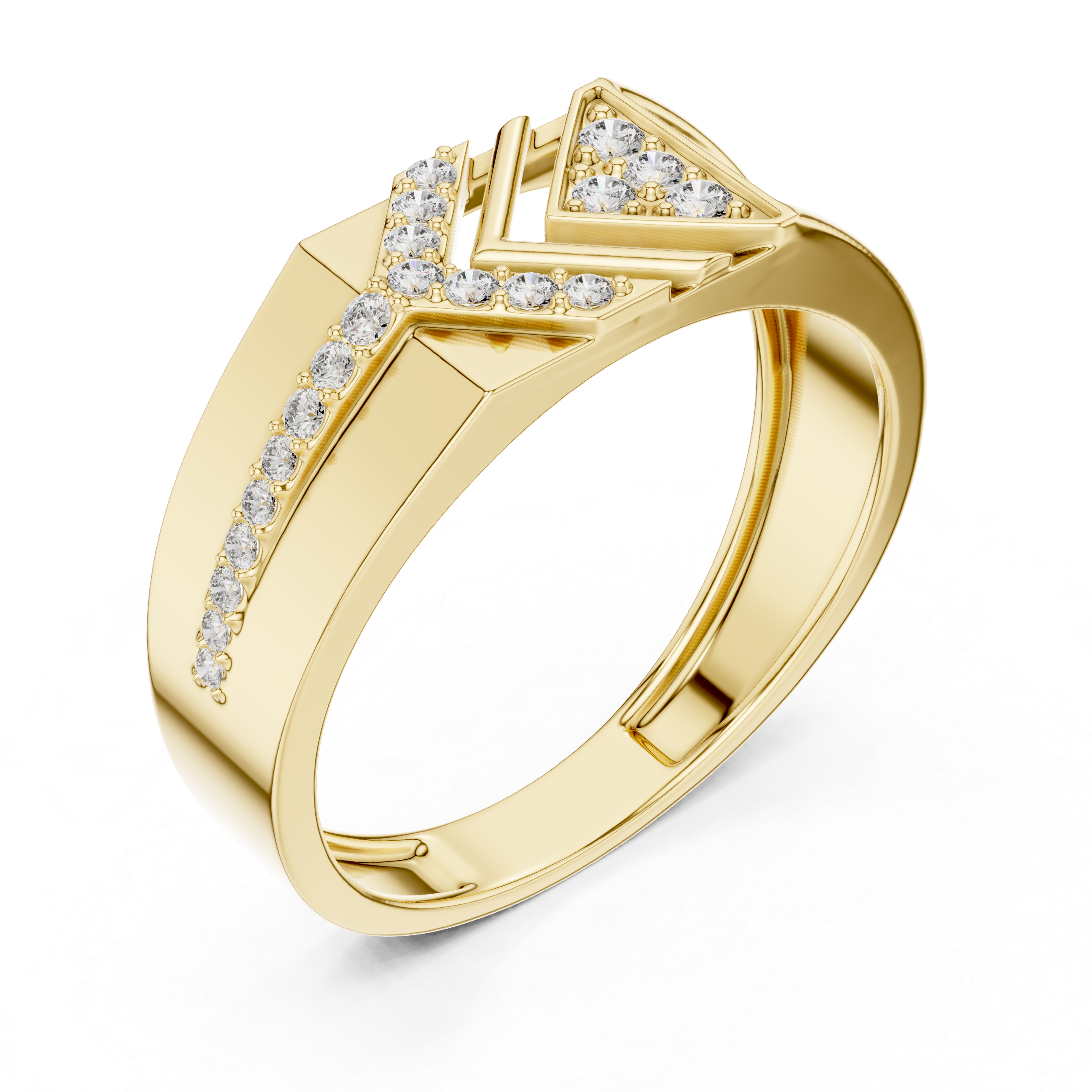925 Silver Moissanite Arrow Edge Geometric Chevron Band 14k Gold Plated