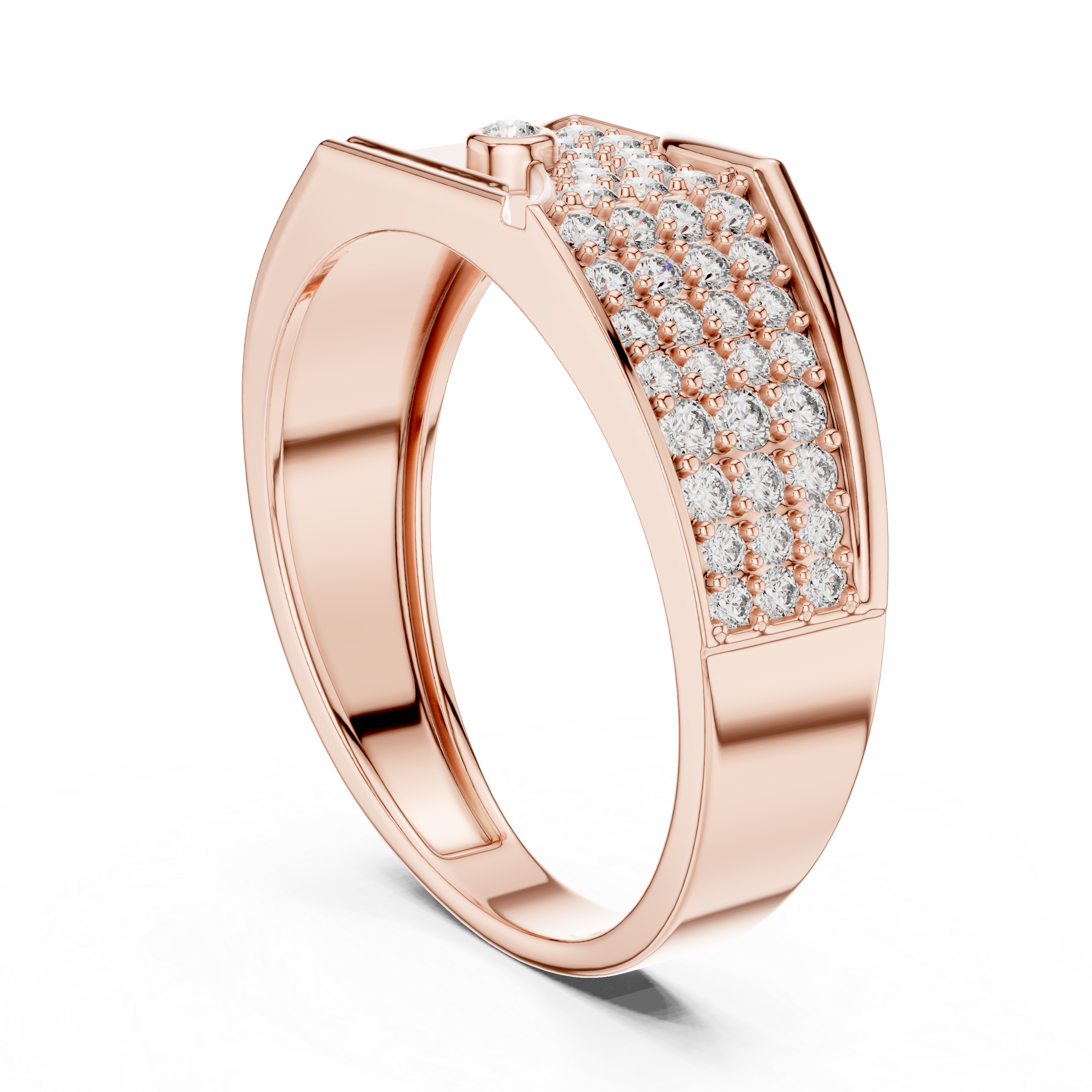 925 Silver Moissanite Asymmetrical Pavé Diagonal Band 14k Gold Plated