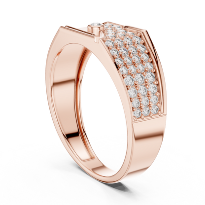 925 Silver Moissanite Asymmetrical Pavé Diagonal Band 14k Gold Plated