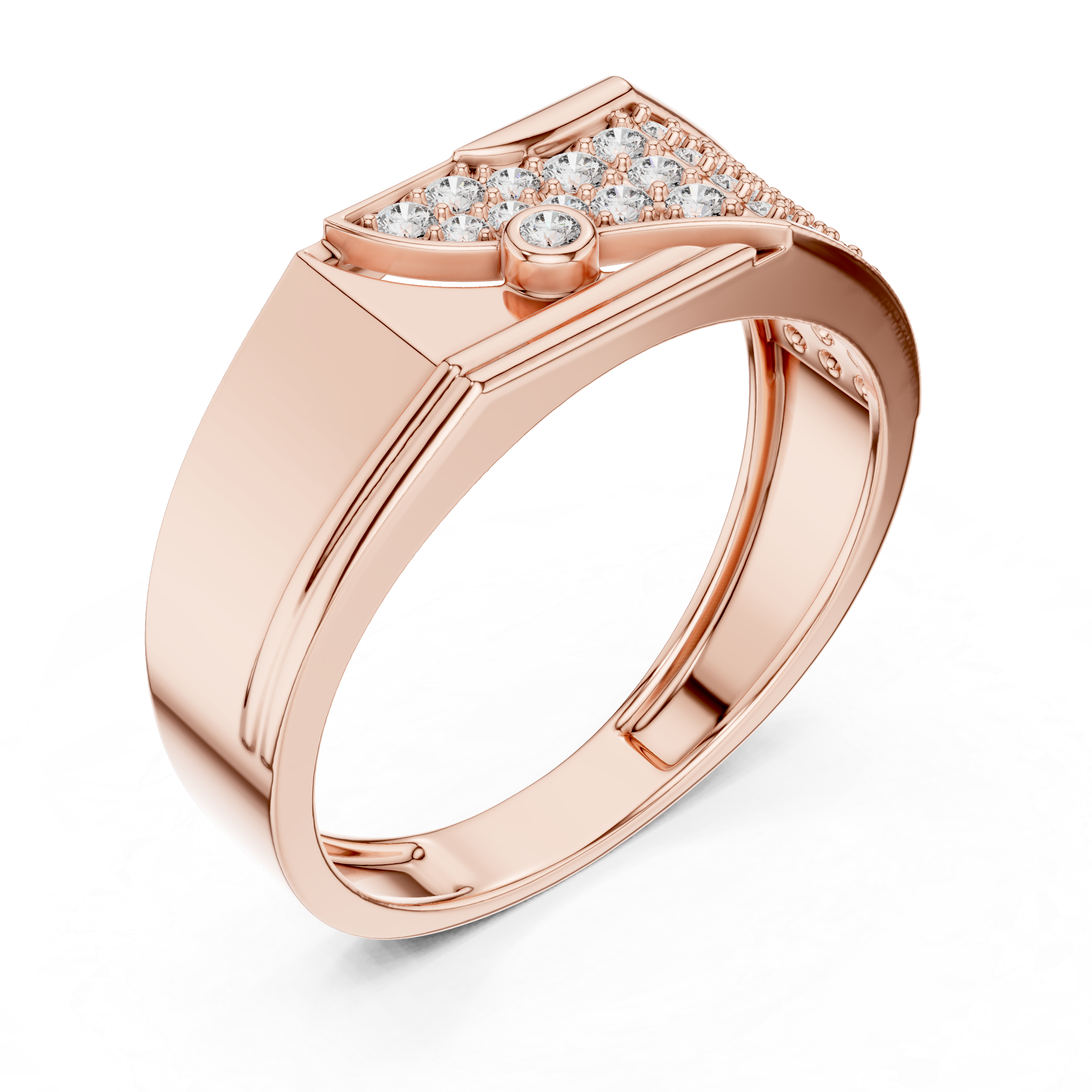 925 Silver Moissanite Asymmetrical Pavé Diagonal Band 14k Gold Plated