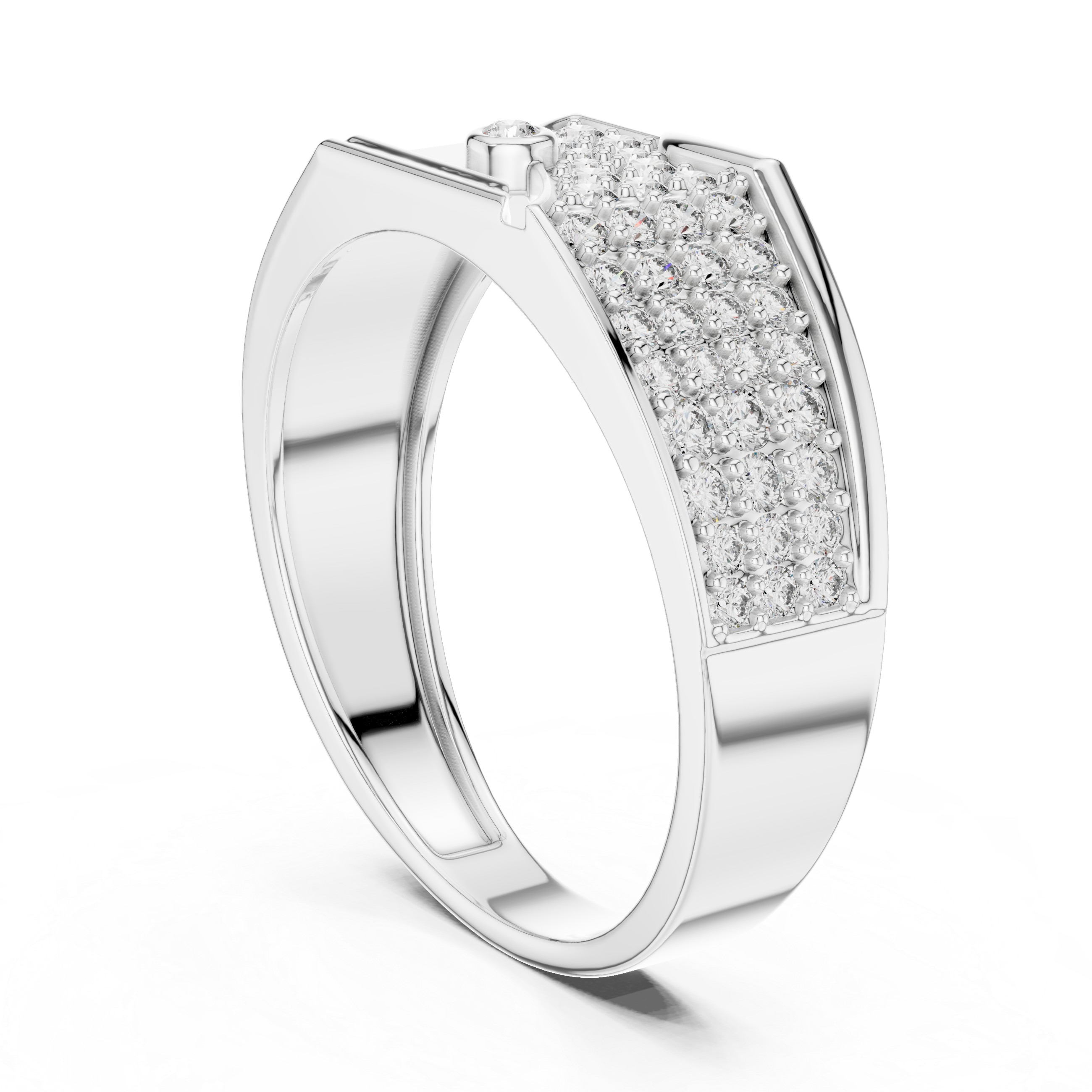 925 Silver Moissanite Asymmetrical Pavé Diagonal Band 14k Gold Plated