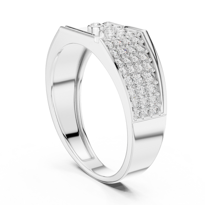 925 Silver Moissanite Asymmetrical Pavé Diagonal Band 14k Gold Plated