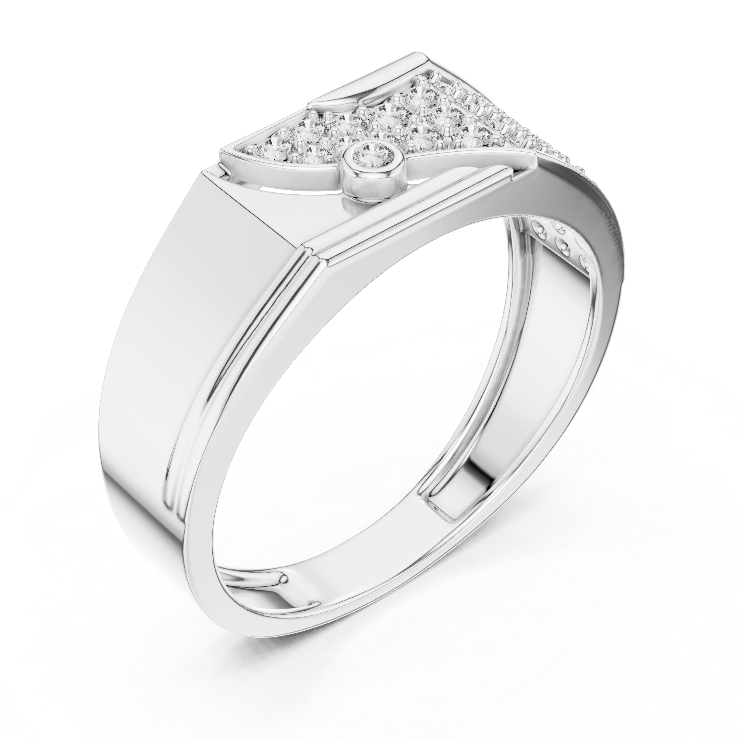 925 Silver Moissanite Asymmetrical Pavé Diagonal Band 14k Gold Plated