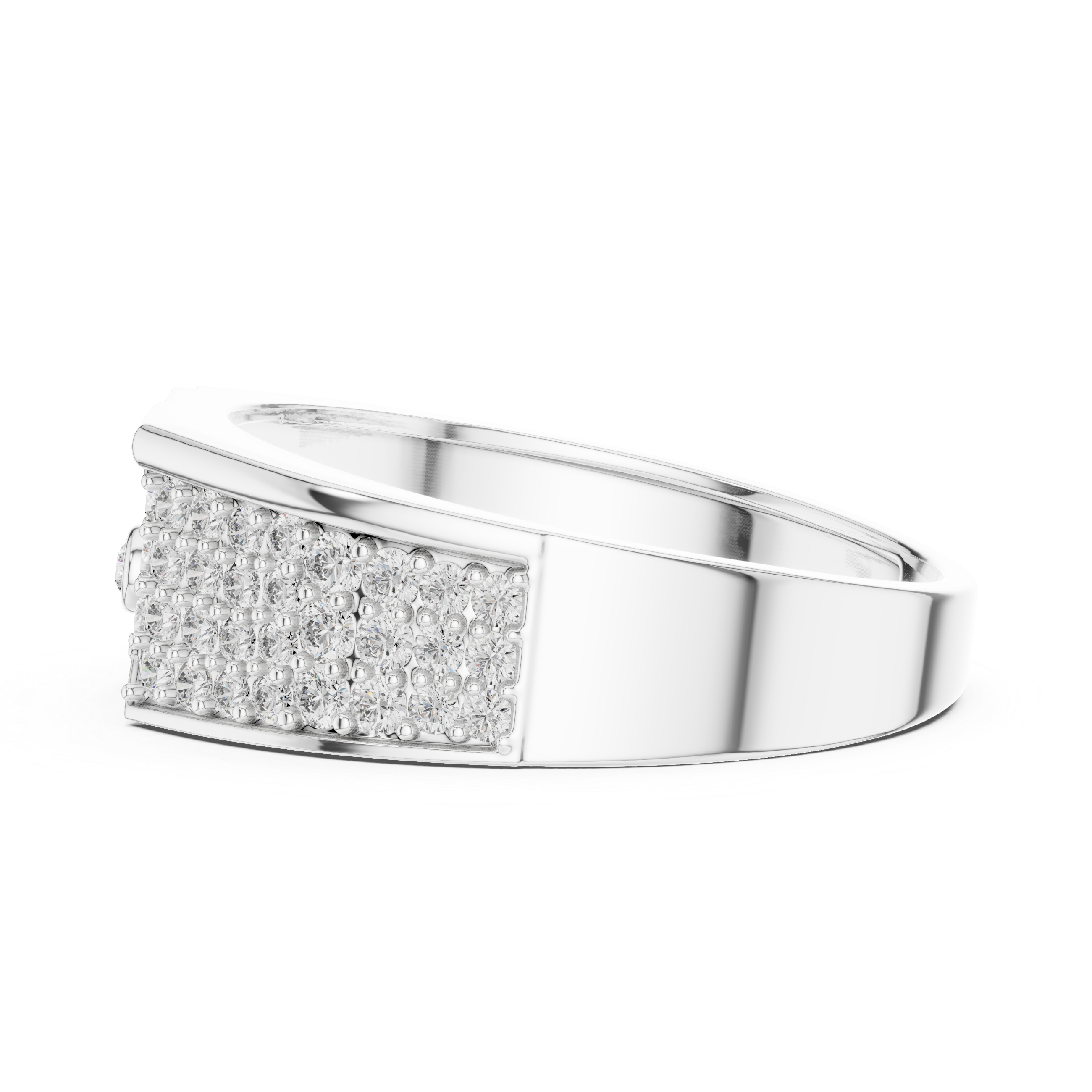 925 Silver Moissanite Asymmetrical Pavé Diagonal Band 14k Gold Plated