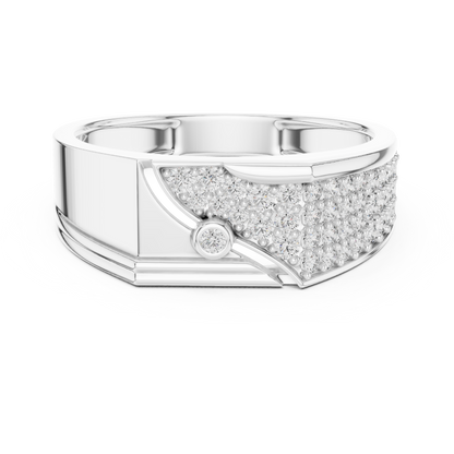 925 Silver Moissanite Asymmetrical Pavé Diagonal Band 14k Gold Plated