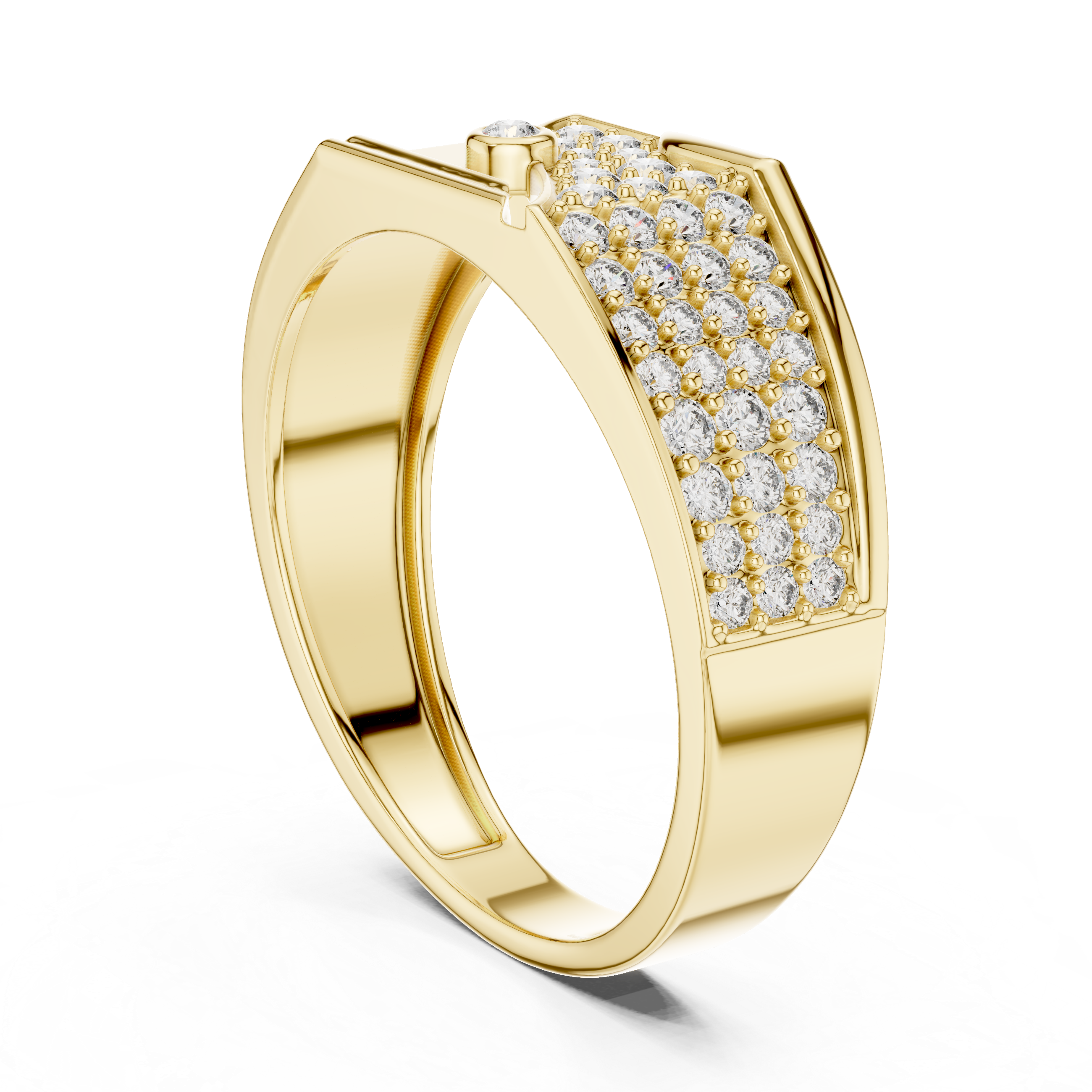 925 Silver Moissanite Asymmetrical Pavé Diagonal Band 14k Gold Plated