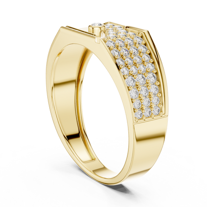 925 Silver Moissanite Asymmetrical Pavé Diagonal Band 14k Gold Plated