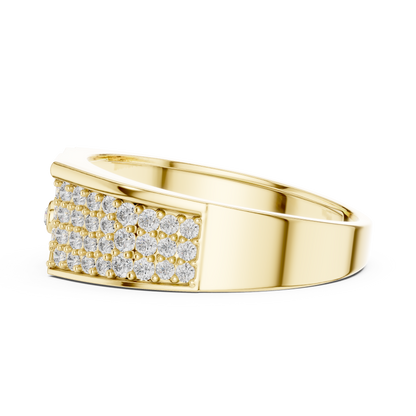 925 Silver Moissanite Asymmetrical Pavé Diagonal Band 14k Gold Plated