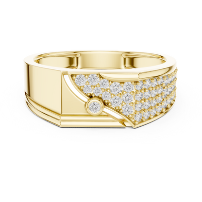 925 Silver Moissanite Asymmetrical Pavé Diagonal Band 14k Gold Plated